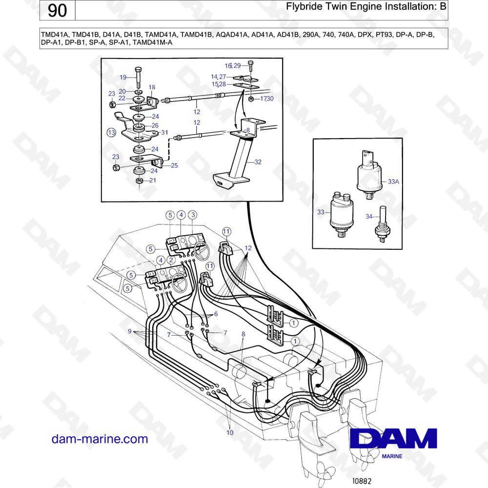 Spare parts and exploded views for Volvo Penta TMD41A